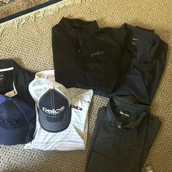 EUC lot of 4 golf polos and one quarter zip sweatshirt  and 2 hats. Size Large. - Picture 1 of 7
